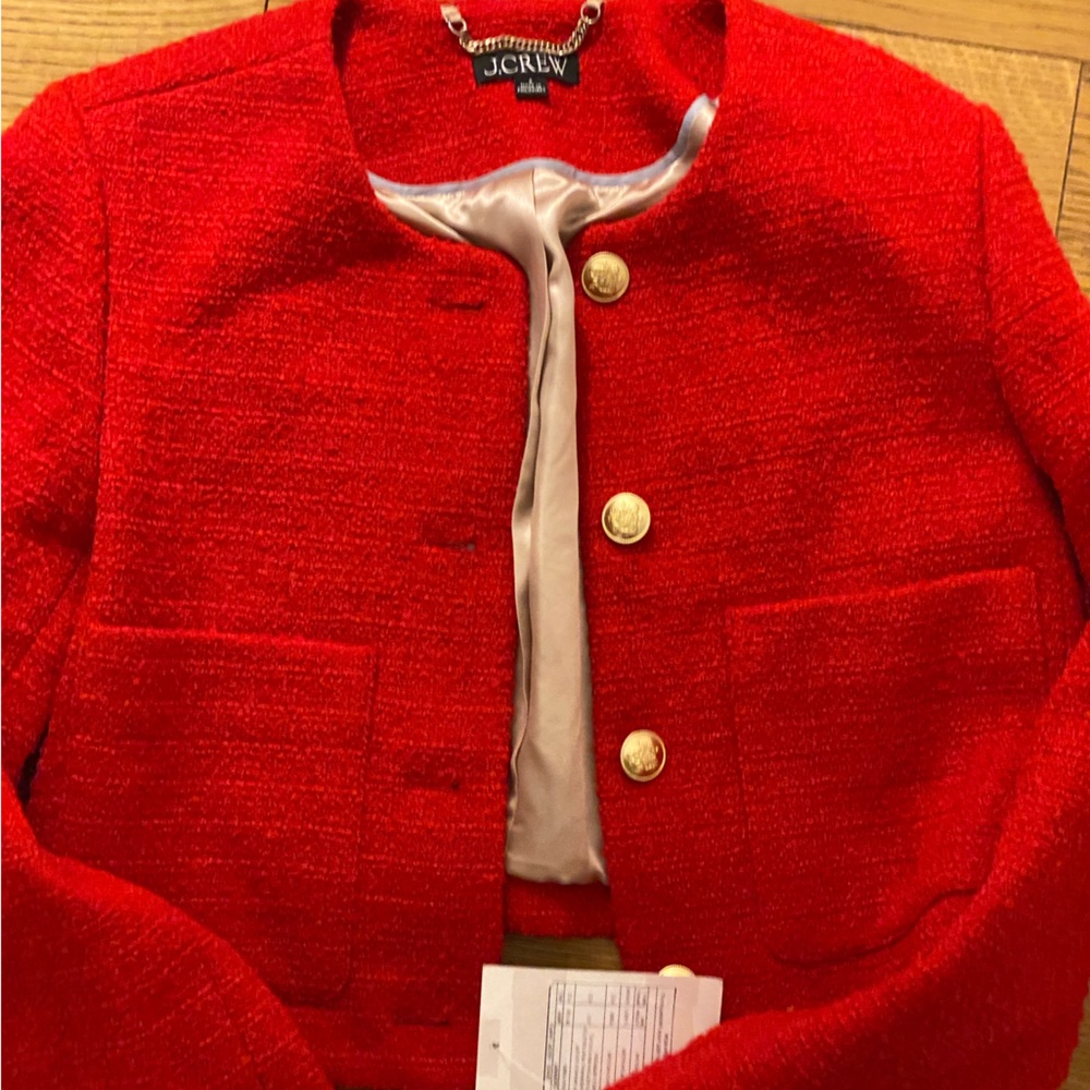 Jcrew red tweed jacket